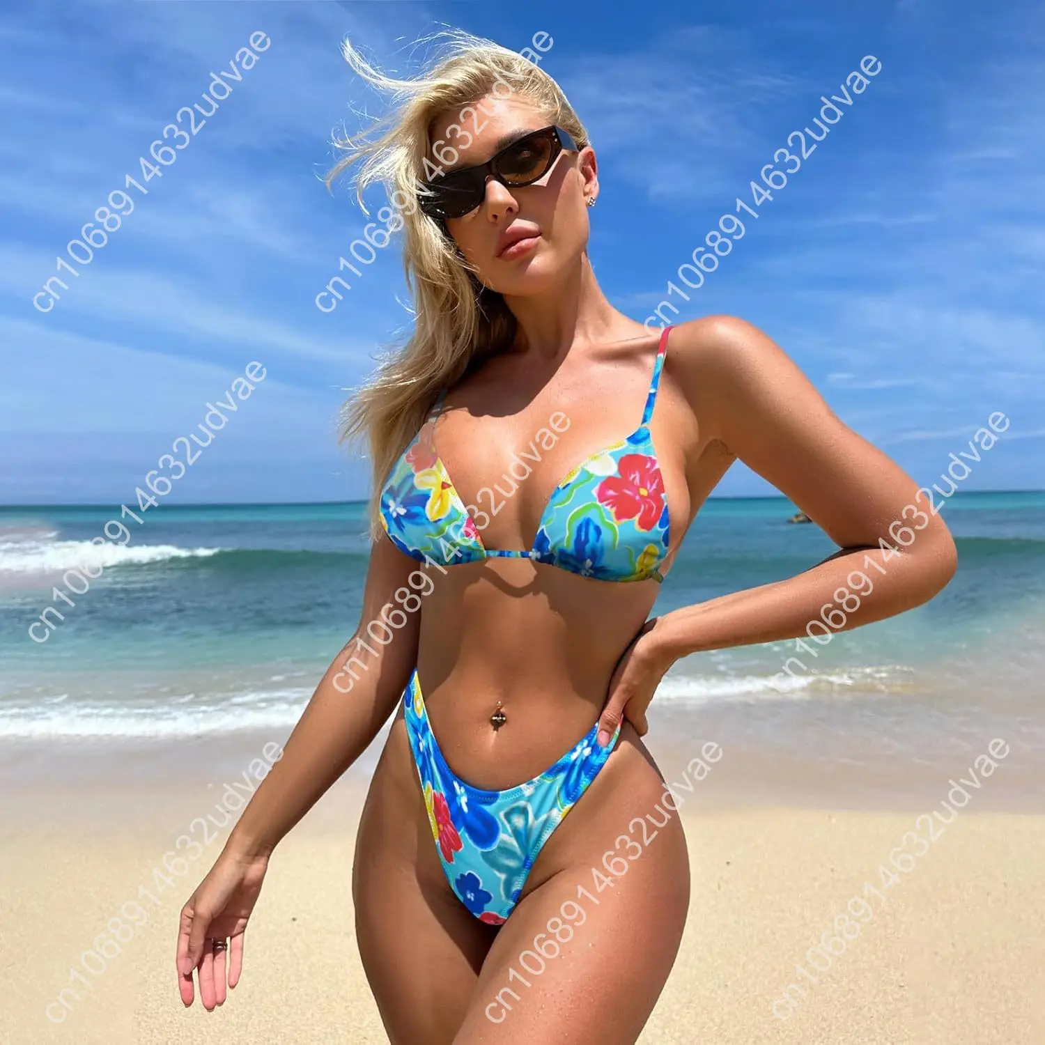 Bikinis con alas de mariposa para mujer, Bikini de 2 piezas con tirantes finos, traje de baño de Color sólido, traje de baño triangular