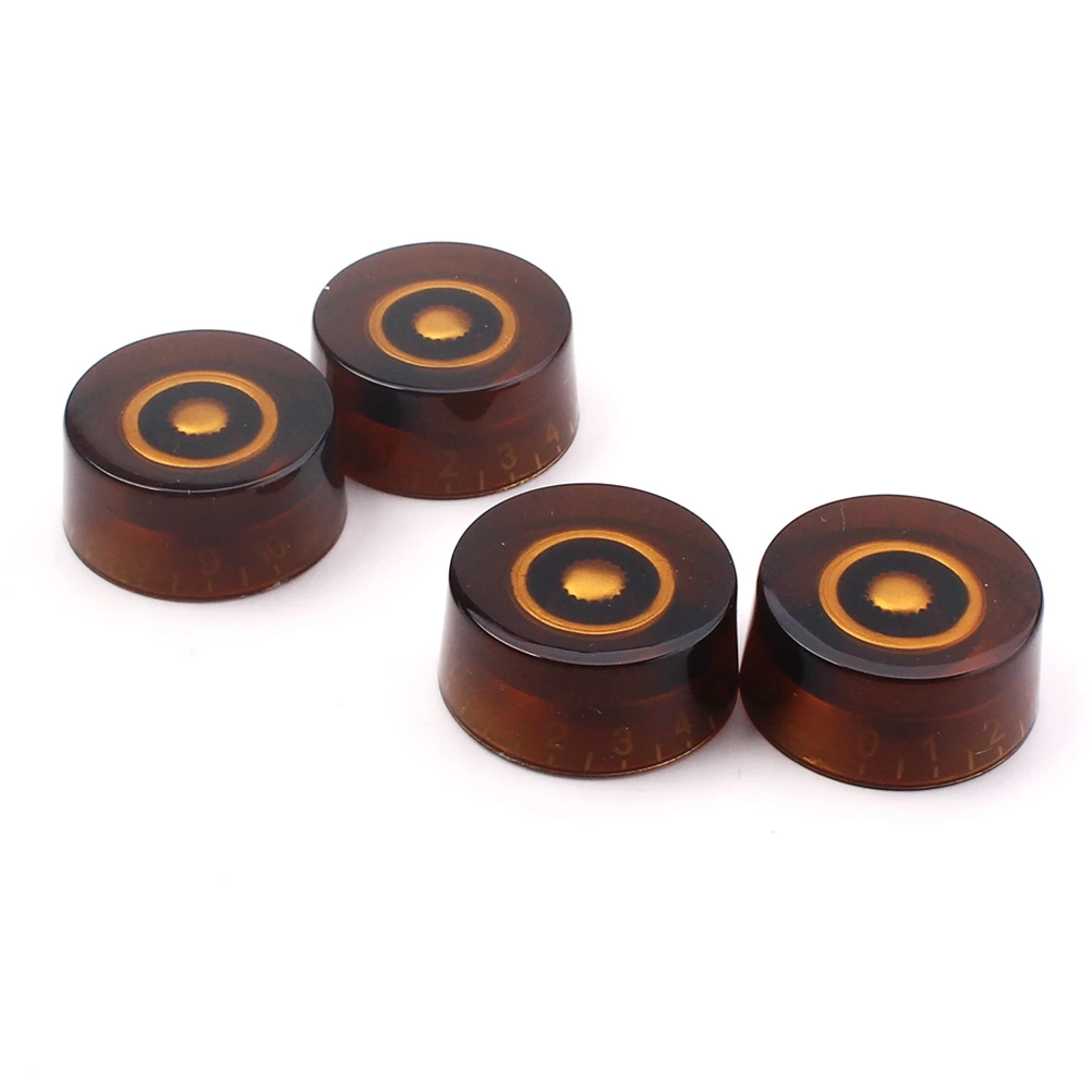 

4 PCS/ Set Round Guitar Knobs Volume Tone Control Knobs Rotary Knobs for Style Electric Guitar Parts Replacement (Tea Color)