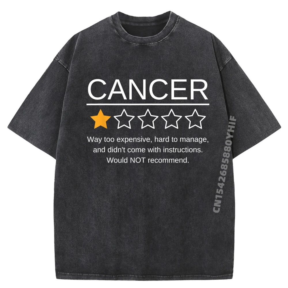 

Latest Washed Shirt Funny Cancer Awareness One Star Rating Esophageal Ovarian Graphic Tees Letter Printed Tshirt