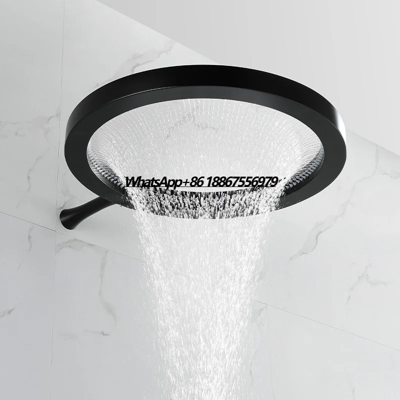 

Copper Ring Waterfall Bathroom Faucet Dark-Fit Wall Mounted Pressurized Shower Set for Apartment Hotel or Toilet Accessories