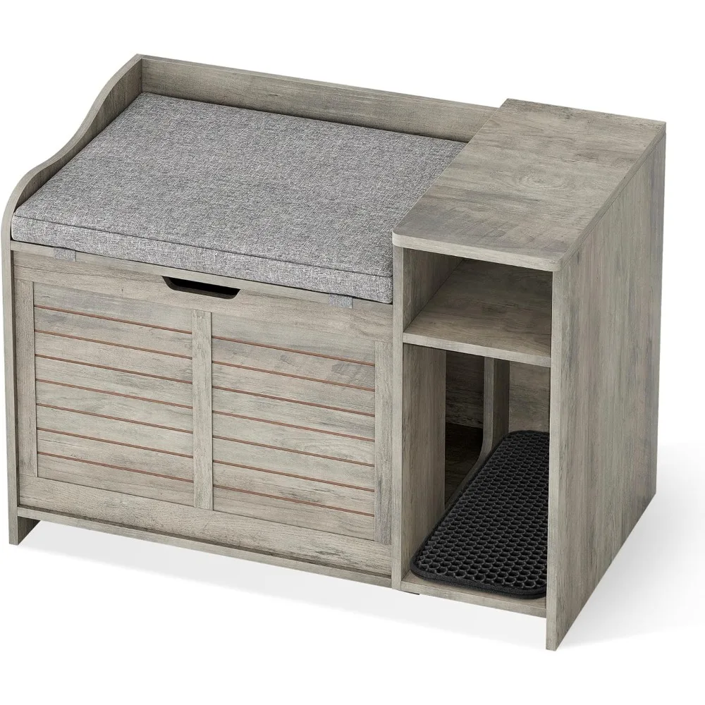 

Cat Litter Box Furniture,Litter Box Enclosure with Top Opening with Cushion,Litter Boxes Hidden, Cat House, Privacy Cats Litter