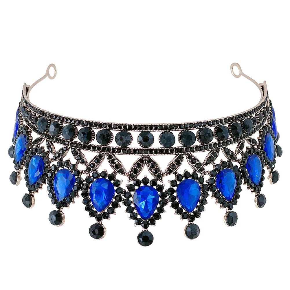 

Dark Rhinestone Crown Bridal Wedding Tiara for Women Prom Headdress Crystal Metal Alloy Party Accessory Girls Headpiece