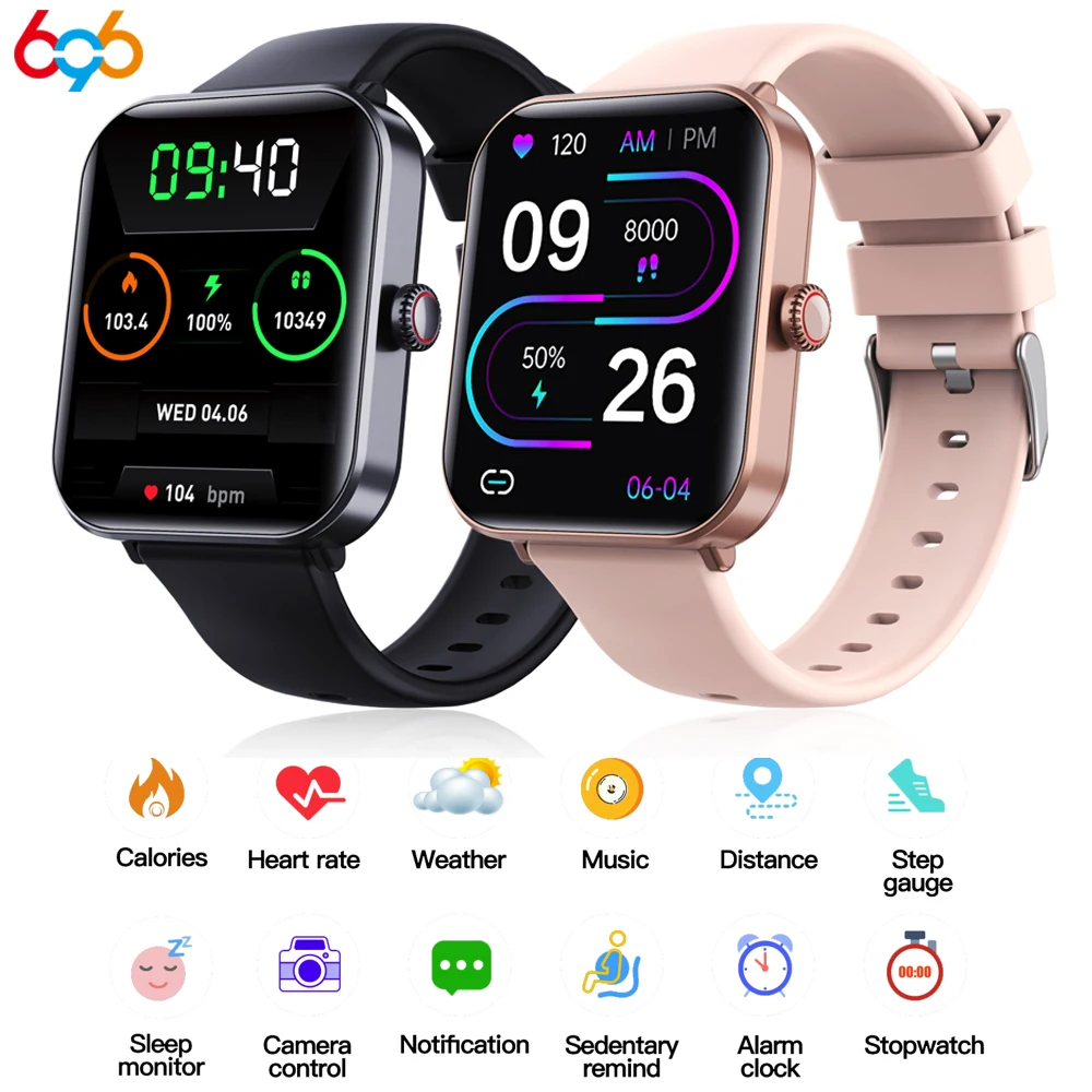 696 Women BT Call Smart Watch Heart Rate Health Test Sports Waterproof Smartwatch Heart Rate Monitor Information Push Clock