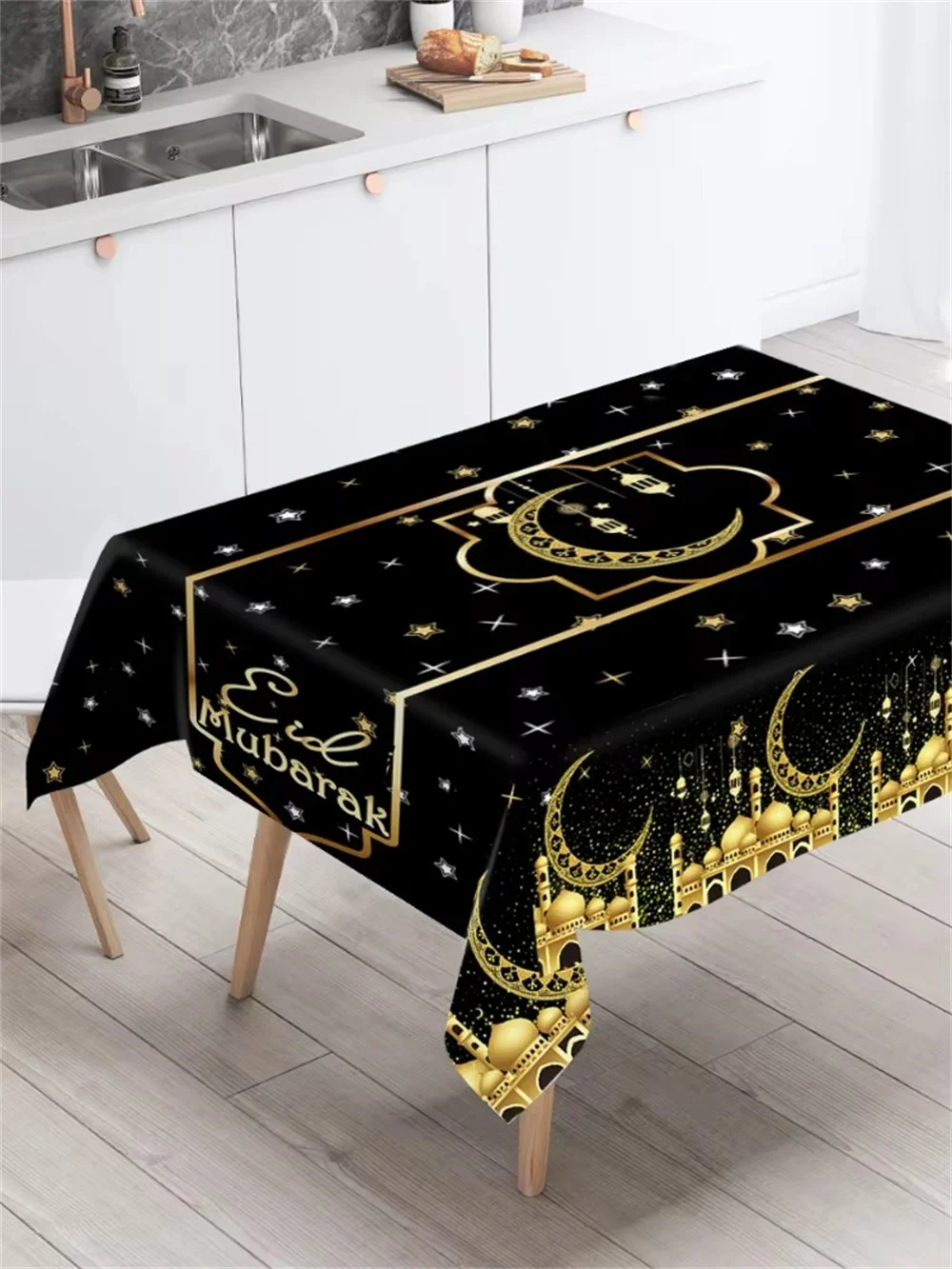 Ramadan Waterproof Rectangle Tablecloth EID Mubarak Decor Ramadan Kareem Islamic Muslim Tablecloth Ramadan Decoration 2023