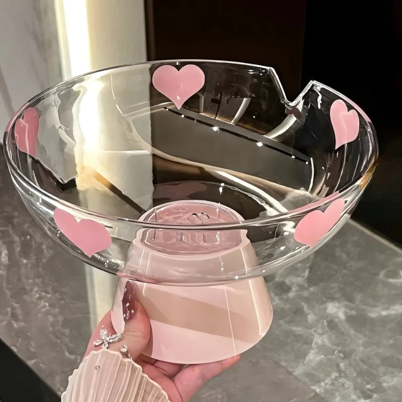 

High Base Fruit Drain Plate Fruit Light Luxury High-end Display Snack Plate Creative High Appearance Horizontal Fruit Plate