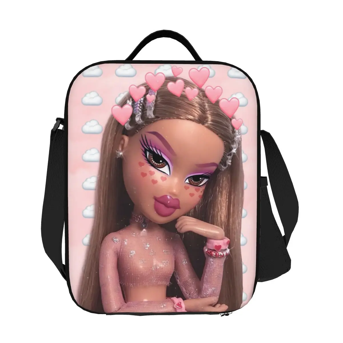 

Custom Bratz Rock Angelz Lovely Doll Portable Lunch Box for Women Cartoon Manga Anime Thermal Cooler Food Insulated Lunch Bag