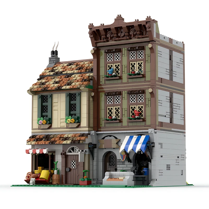 MOC City Street View House Hardware & Grocer tecnologia di costruzione modulare blocchi architettura set giocattoli di mattoni per bambini regali di natale