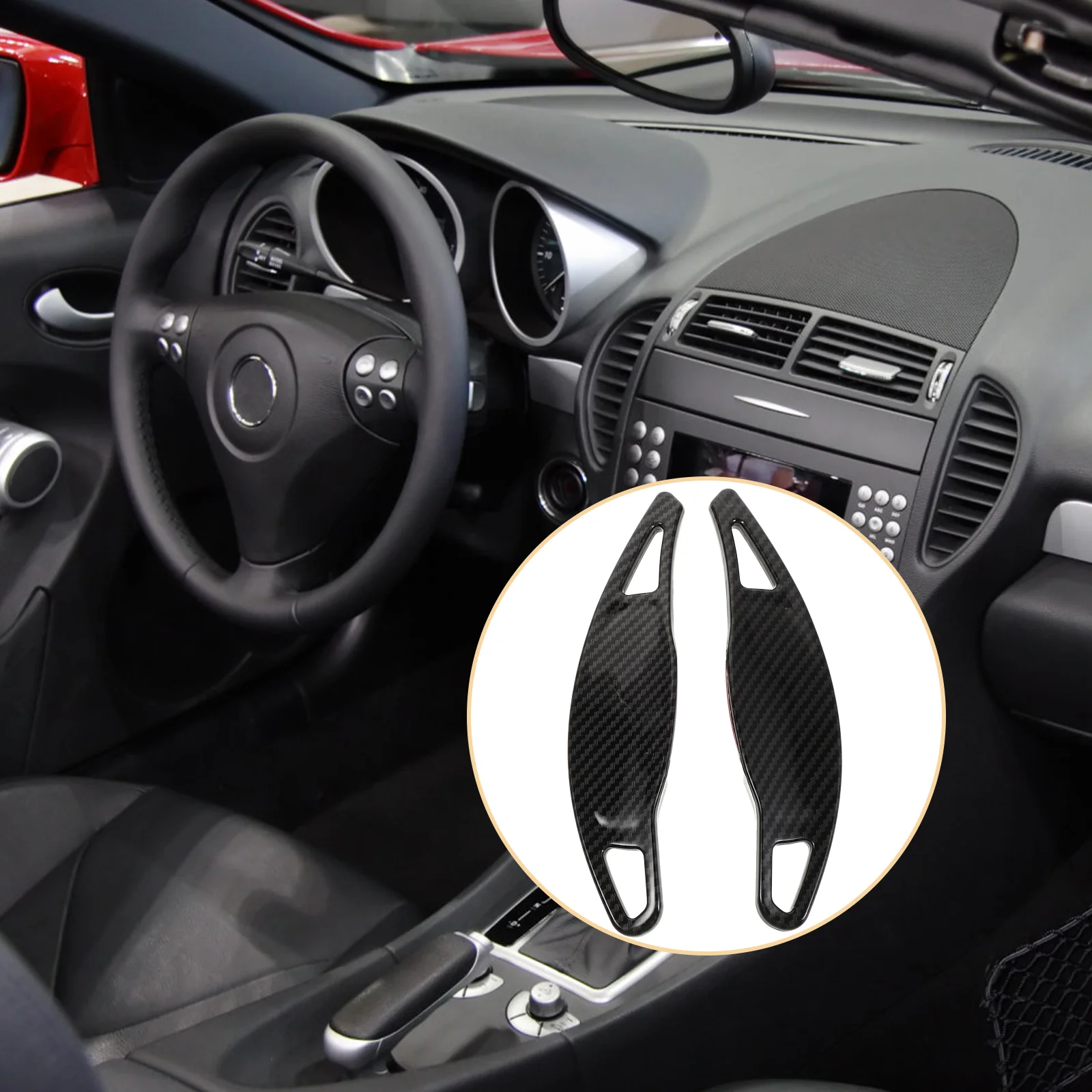 Steering Wheel Paddle Shifters Interior Accessories Lengthen ABS Gearshift Paddles Pattern Black Fiber