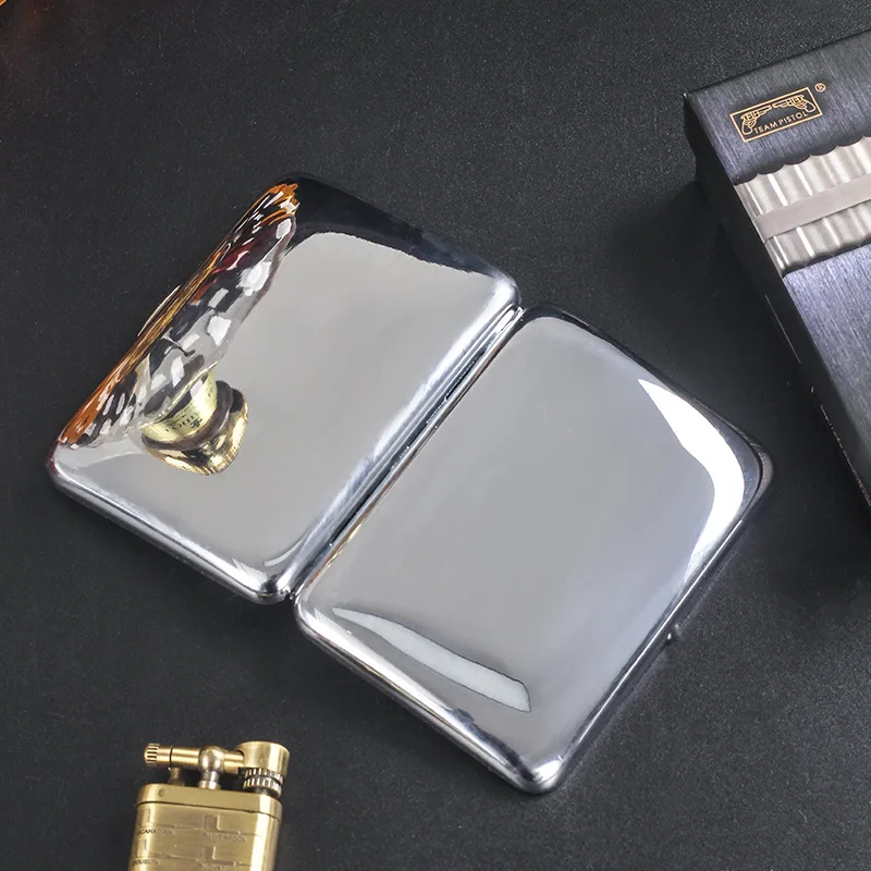 الفولاذ المقاوم للصدأ مرآة علبة السجائر الذهب الرجعية المحمولة جيب السجائر حزمة 18 علبة السجائر رجل المدخن هدية