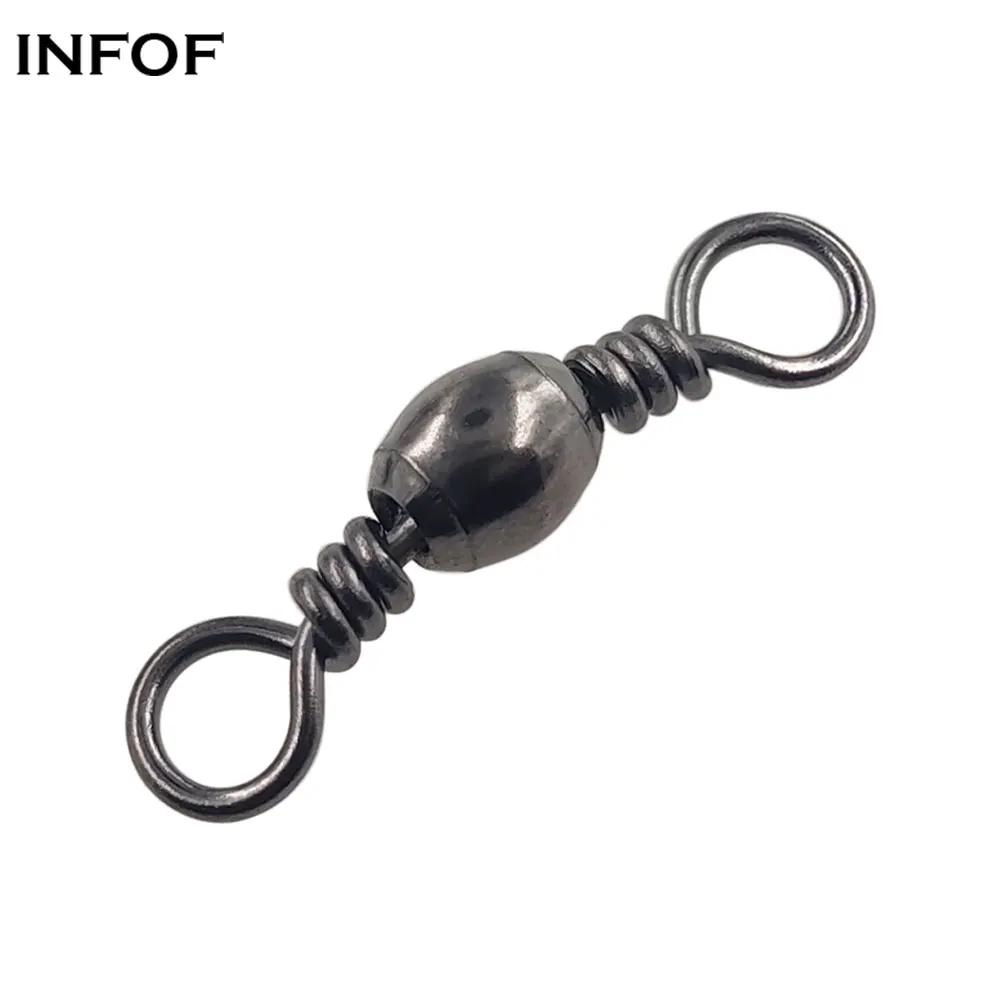 INFOF 10-50PCS Fishing Barrel Swivels 5/0#-16# Saltwater Fishing Swivels for Fishing Hook Line Connector Rolling Swivel