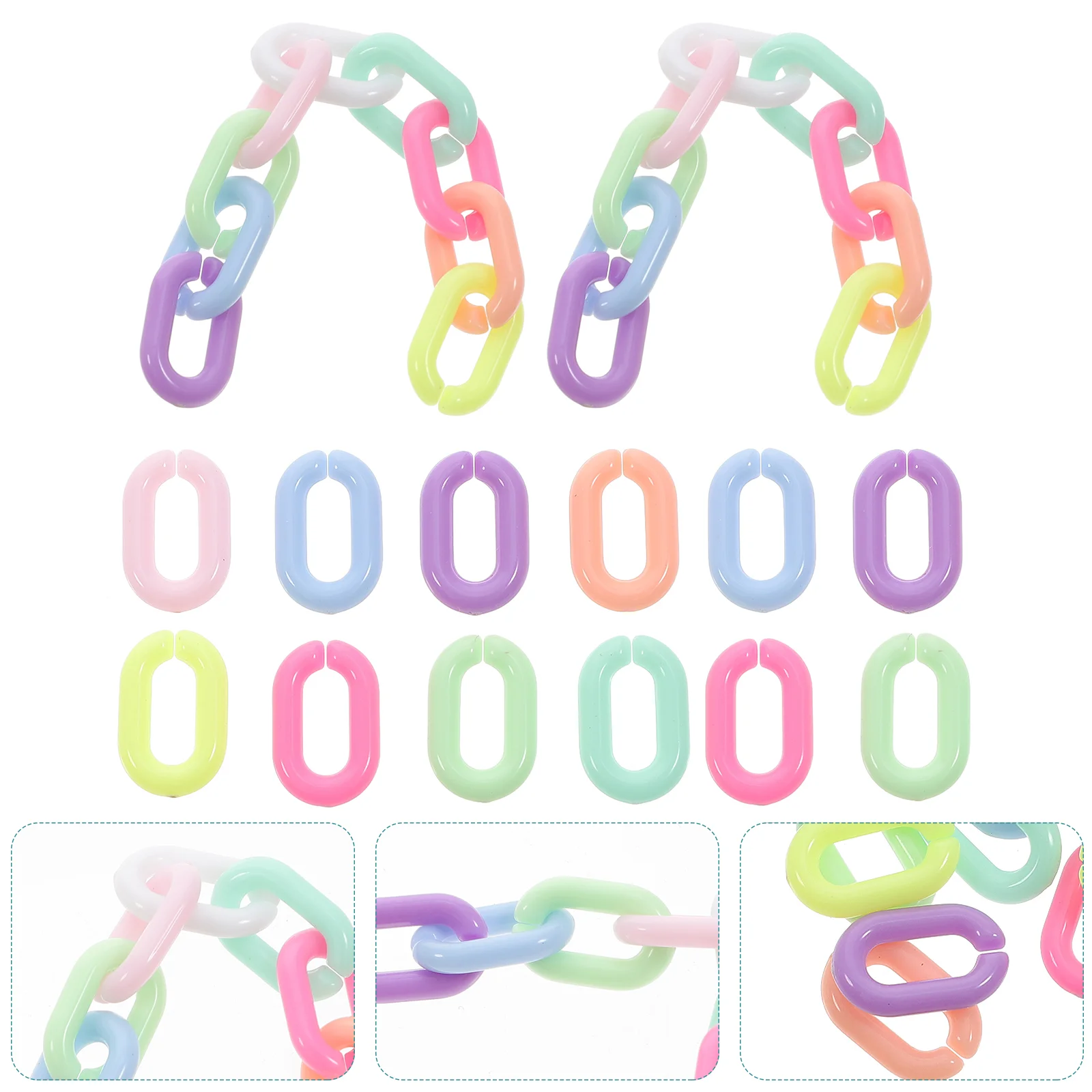 200 Pcs Plastic Chain Chains Acrylic Links for Phone Opening Linking Rings The Crafts Making Accessory Quick Connectors DIY