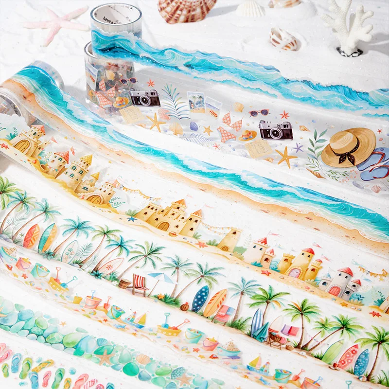 2 pçs/1 lote fitas adesivas decorativas verão beira-mar scrapbooking diy papel scrapbooking adesivos