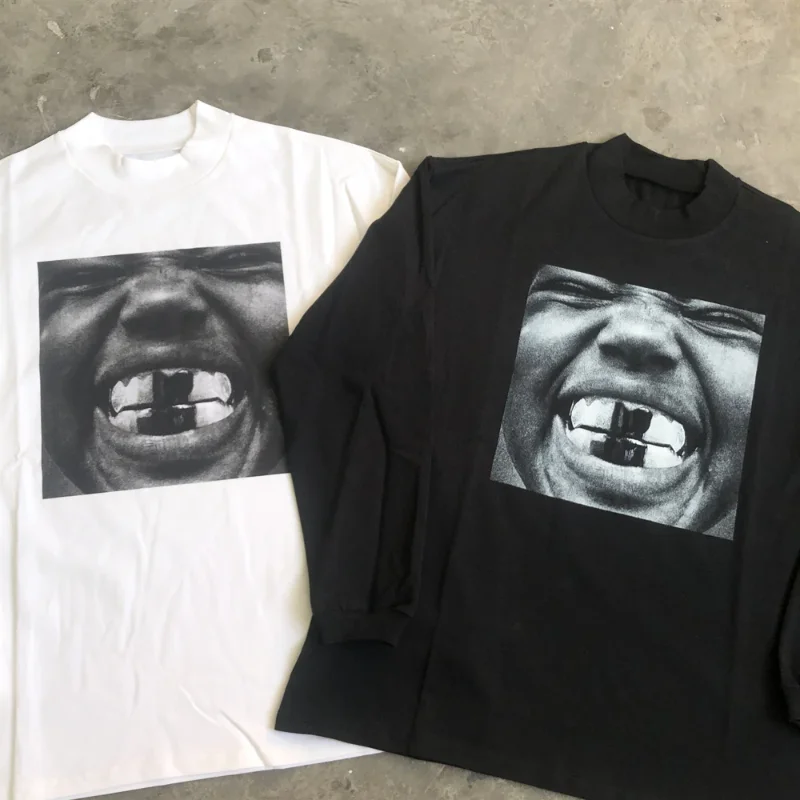 SAINT OF MICHAEL BULLY KANYE WEST Fashion Best Quality Vintage Printed Tops Casual Tee Loose Oversized Long Sleeves T Shirt Men