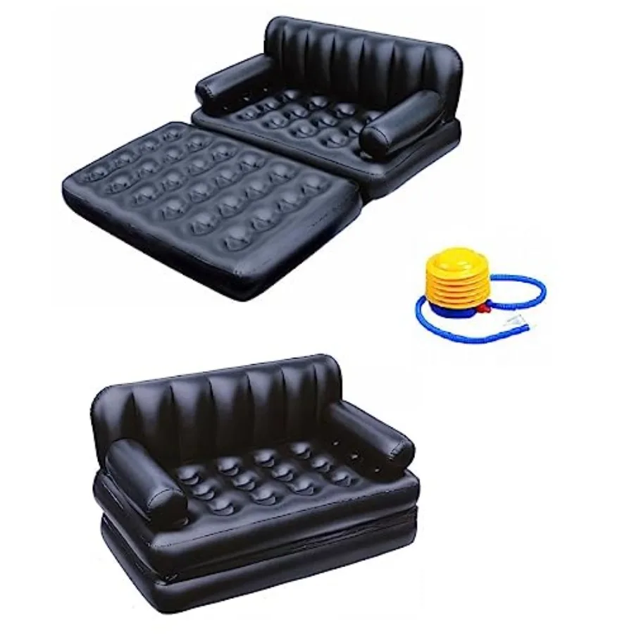 

Folding Portable Inflatable Sofa Twin Bed Lazy Flocking Queen Size Air Bed Mattress - Great for Pop Up Indoor Living Room and O