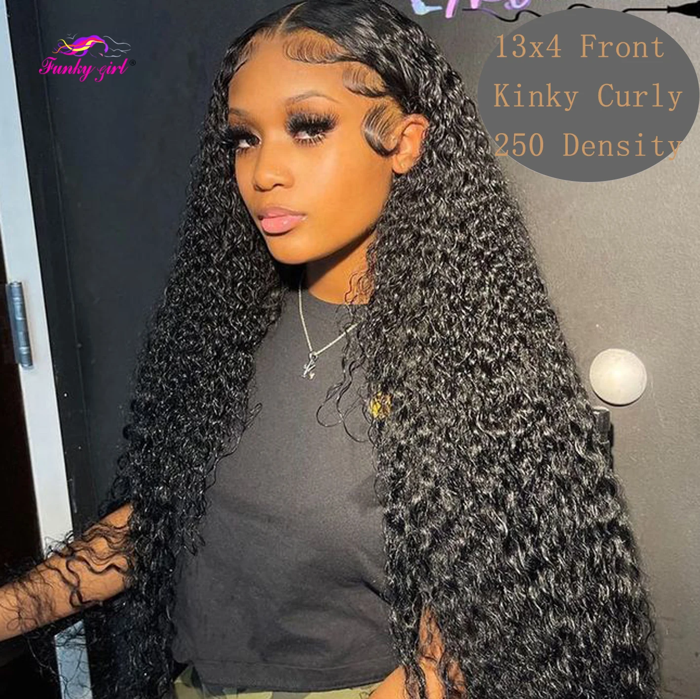 

13x6 Lace Front 250 Density Kinky Curly Wig Transparent Frontal Closure Human Hair Wigs For Women Pre Plucked With Baby Hair