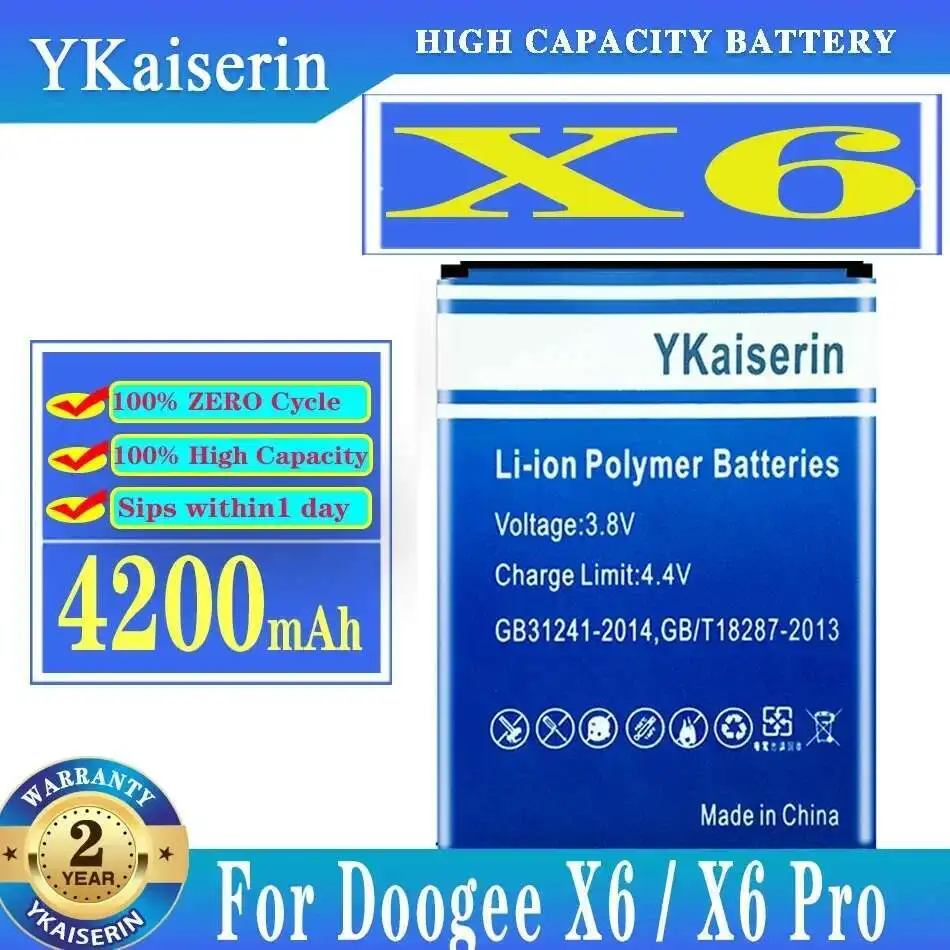 

Long Lasting 4200Mah For Doogee X6 Pro Mobile Phone Battery High Capacity