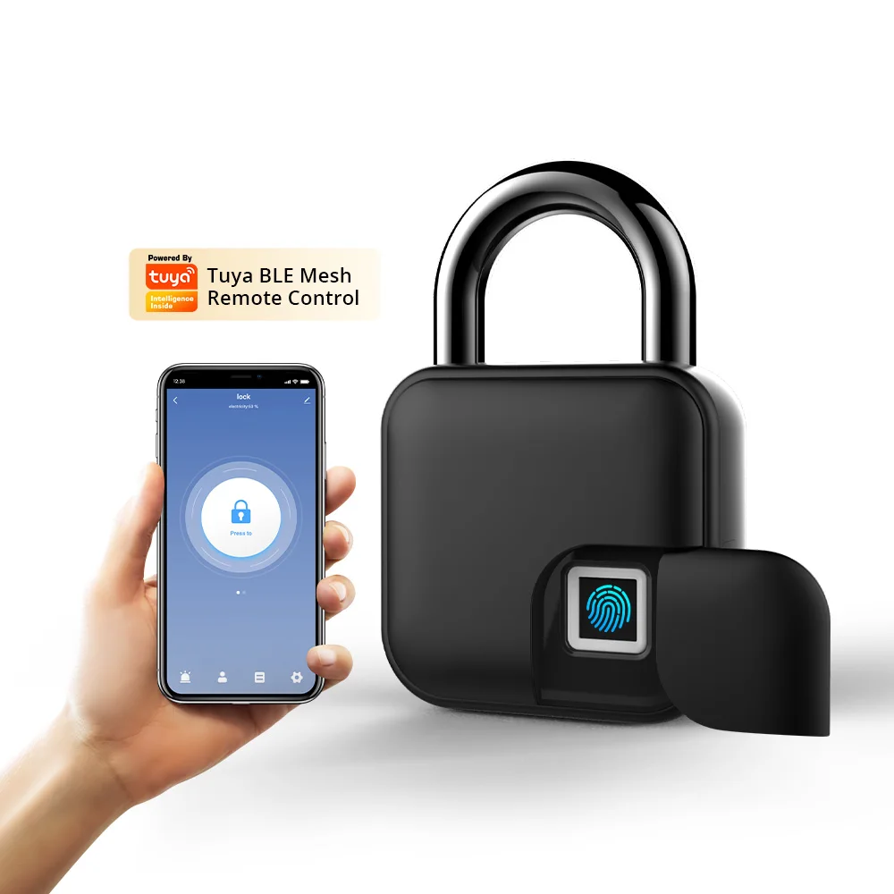 Tuya Smart Door Lock Security Keyless Fingerprint Smart Padlock USB Rechargeable Home Luggage Case Bag Lock