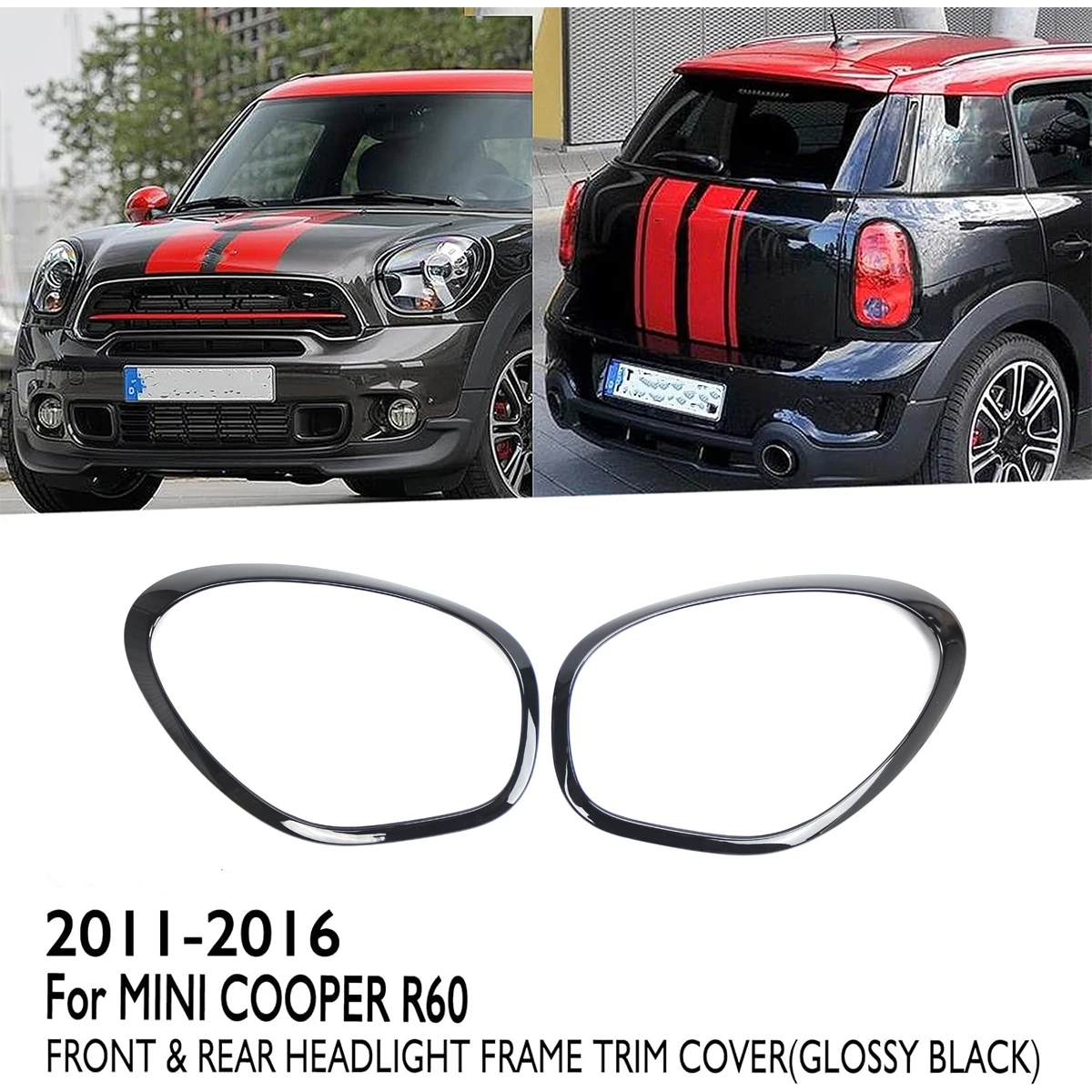 1Pair Car Headlight Ring Bezel Trim Surround Cover For MINI R60 Cooper Countryman 2011-2016 Headlamp Tailight Bezel Decor Cover