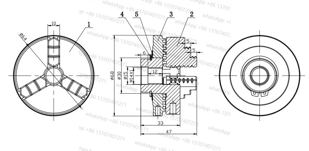 سانو اليد ضيق ثلاثة مخالب تشاك التمركز الذاتي K01-50/63/80B/100B K02-50/63/80B/100B #3