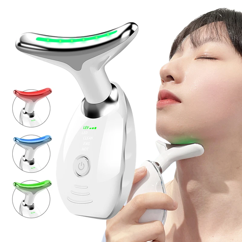 EMS الكهربائية مكركرنت مزيل التجاعيد LED الفوتون جهاز تجميل الوجه والرقبة للمرأة الحرارية الرقبة رفع وشد مدلك #1