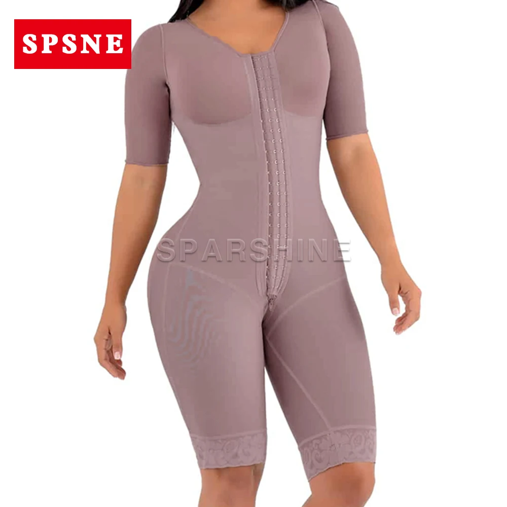 Fajas Reductoras Y Modeladoras Mujer Colombianas Корсет Bodysuit Slimming One-Piece Compression Girdle with Brooch Sleeves