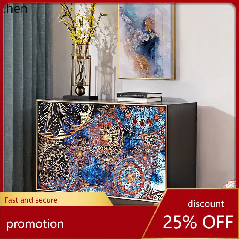 

ZML light luxury six-chest cabinet simple modern bedroom entrance storage living room solid wood drawer storage entrance cabinet