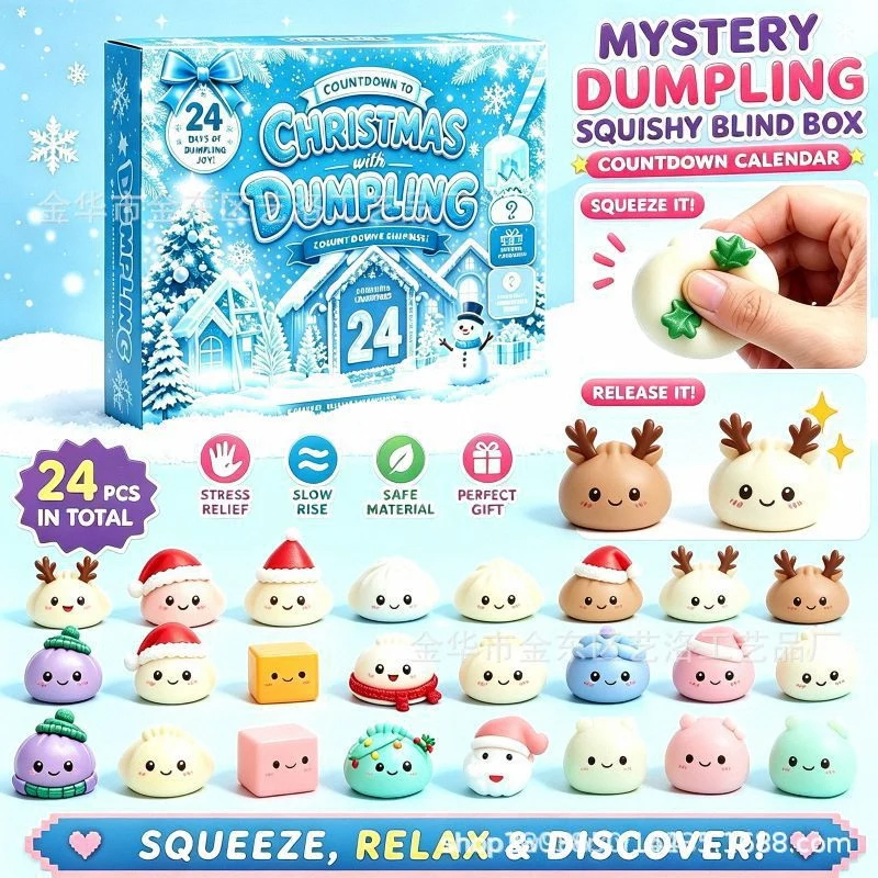 2027/Christmas Squishies Advent Calendar 24 Days Countdown Adviento Navidad Dumpling Squishy Slow Rising Squeeze Home Decor Gift