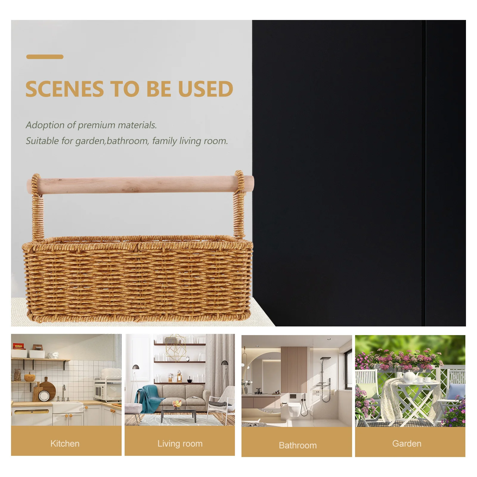 

Imitation Rattan Storage Woven Fruit Basket For Kitchen Organizing Multi-Function Vegetable Container Portable Sundries