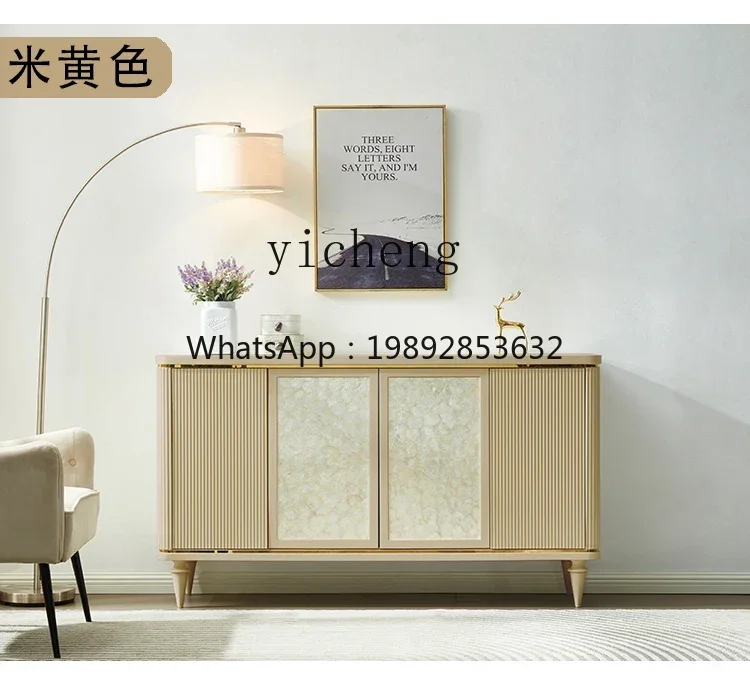 D1American light luxury dining side cabinet, living room entry locker, white cabinet, simple solid wood entrance shoe cabinet