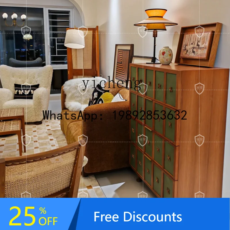 retro solid wood dining side chest middle antique storage dining side cabinet storage entrance cabinet