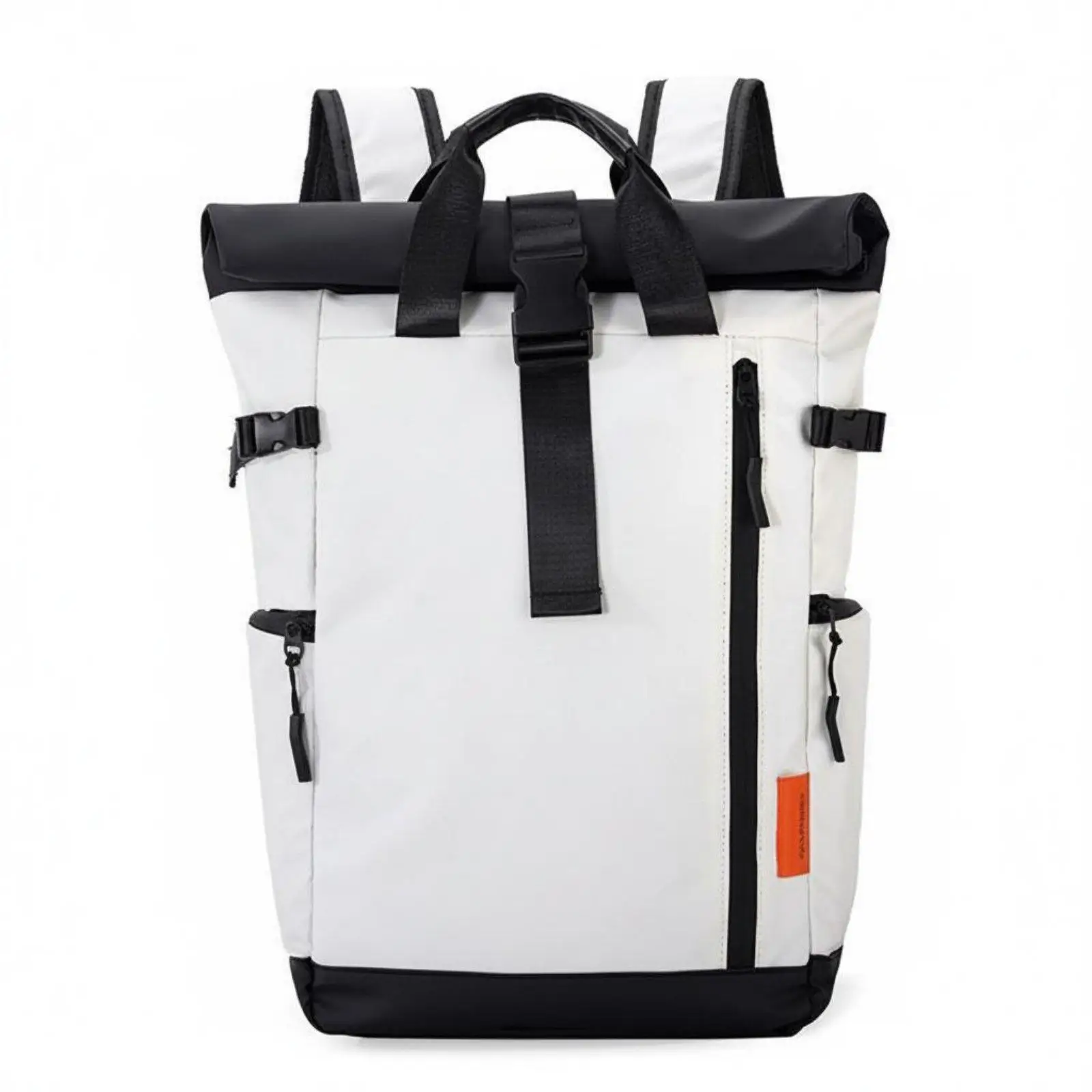 Comfortable Commute Backpack Water Resistant Roll Top Design with Luggage Strap for Suitcase Travel and Daily Office Use