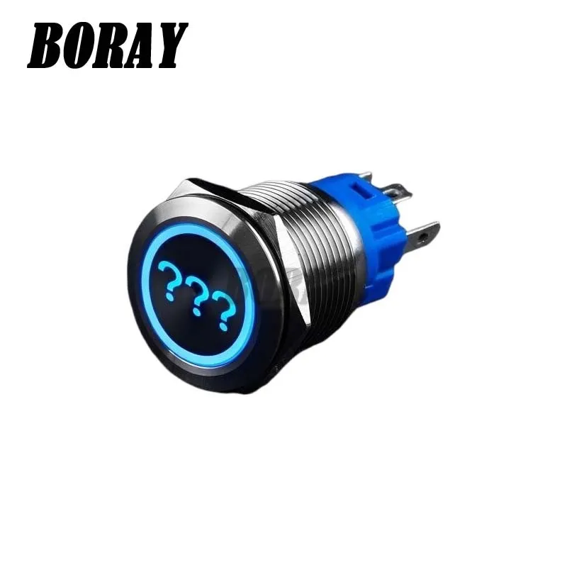 Pattern Customization12/16/19/22mm metal push button on off switch power LED light Waterproof Flat circular button12/24/220V ip6