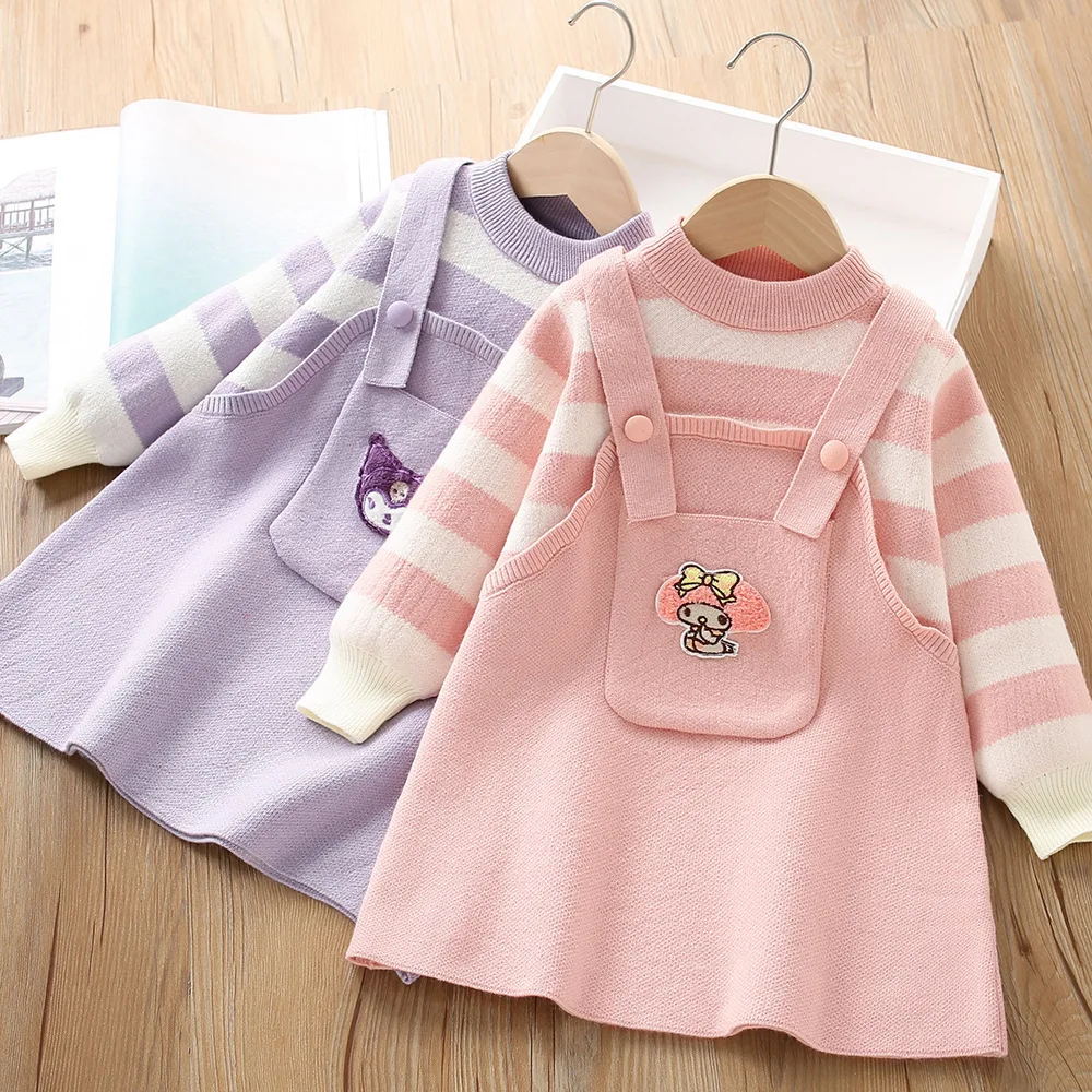 

Girls Princess Dresses Spring Autumn 2025 Children Woolen Jersey Sweaters Dress For Baby Cute Clothes Kids Knitted Costume 5 6Y