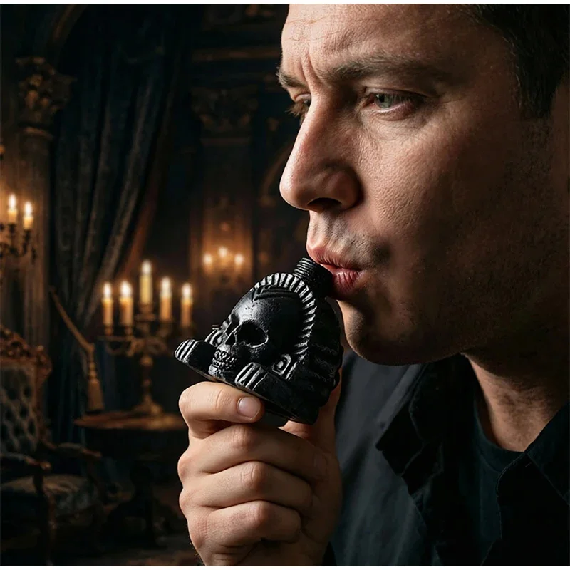 Gothic Skull Aztec Death Whistle Realistic Human Screaming Whistle Spooky Noise Maker for Halloween Prank Ornament Party Gifts