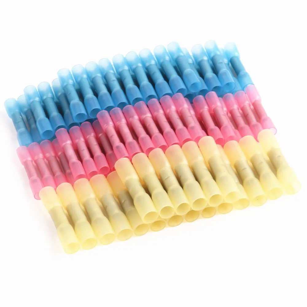 100pcs Insulated Waterproof Heat Shrink Wire Connector Terminals Seal Butt Electrical Automobile Cable Splice 22 -10AWG