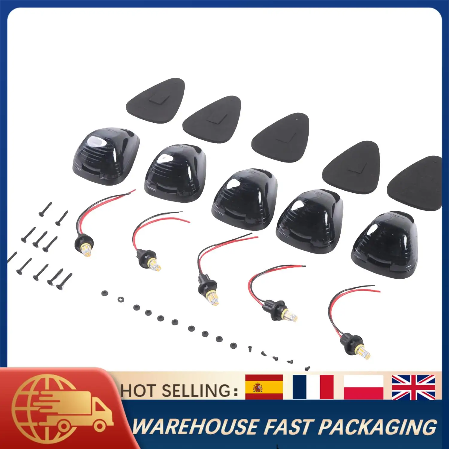 

5PCS Smoke LED Cab Roof Marker Lights Amber Lens for Ford F250 F350 F450 Super Duty 1999-2016 Truck Roof Clearance Lamp Set