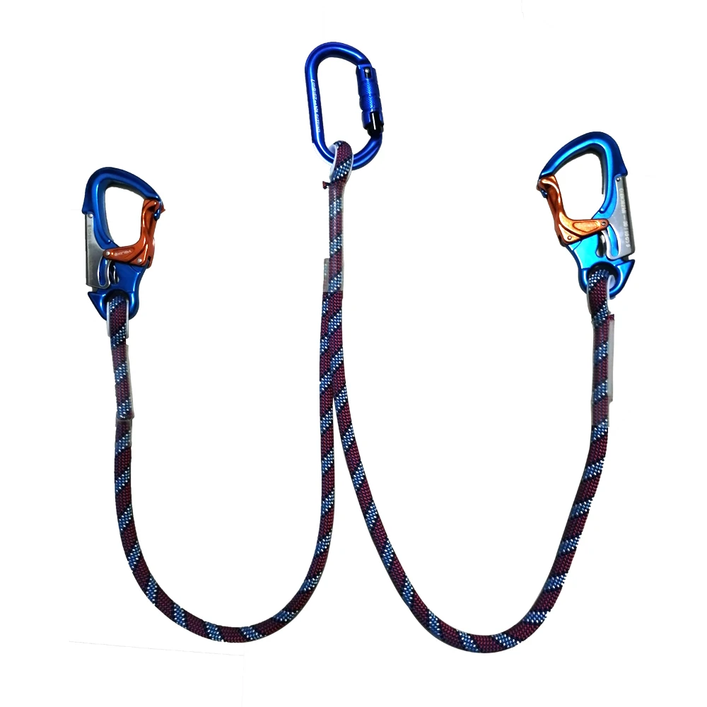 22kn Via Ferrata Lanyard Easy Rider Braided Prusik Cord Loop Sewn Eye To Eye with 30 KN Climbing Carabiner