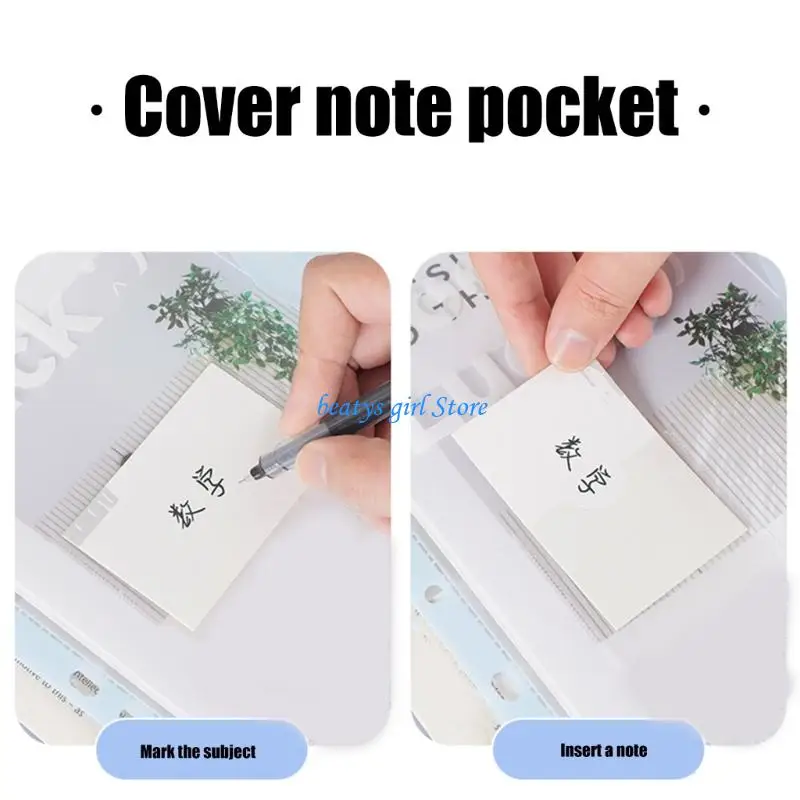 

C7AB 4/6/8Pcs 11 Holes Punched Pocket Water Resistant Letter Size Document Wallet with Clear Label Window for Office School