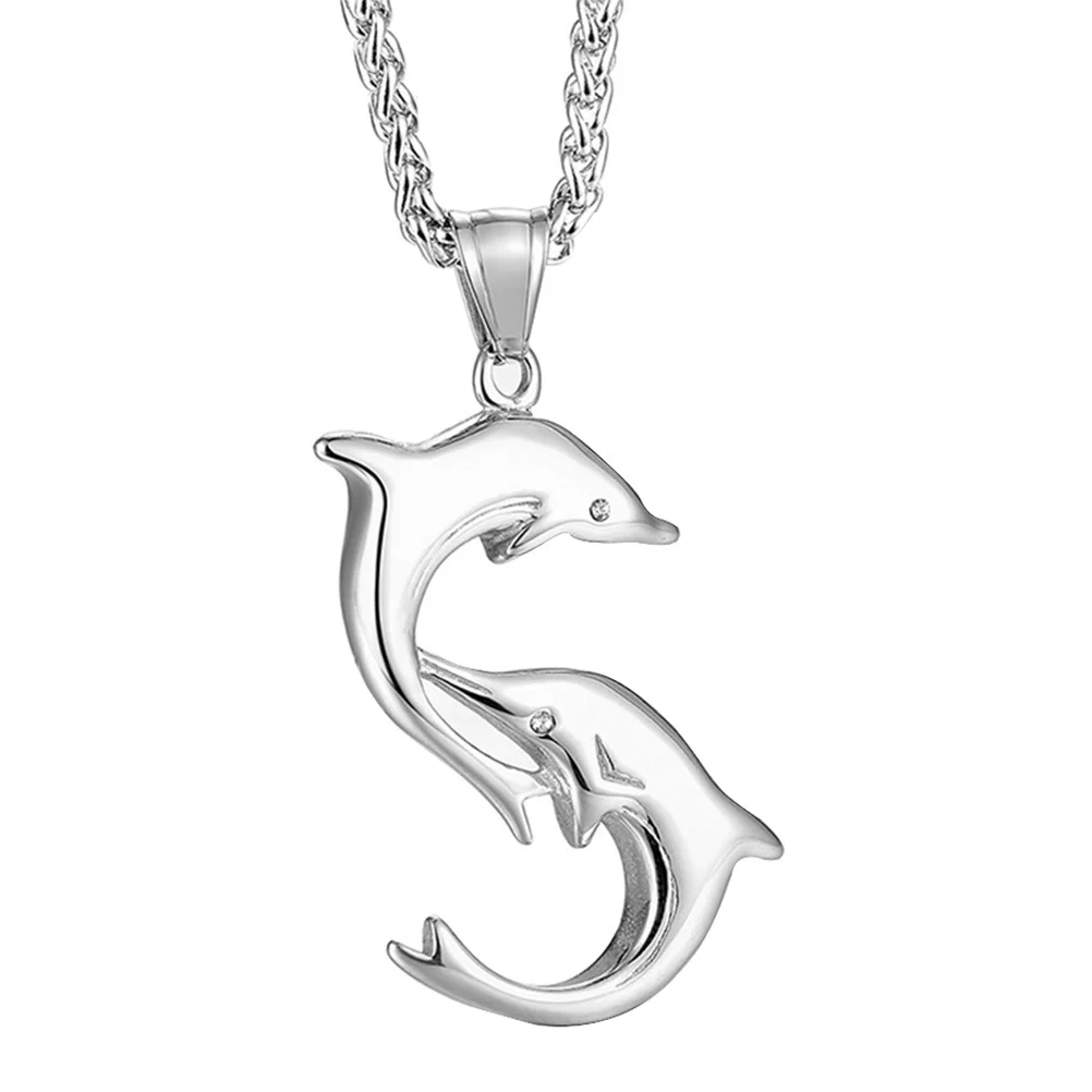 

1Pcs Titanium Steel Necklace Men's Dolphin Clavicle Chain Stylish Pendant Gift Daily Wear Fashion Jewelry Men's Necklace
