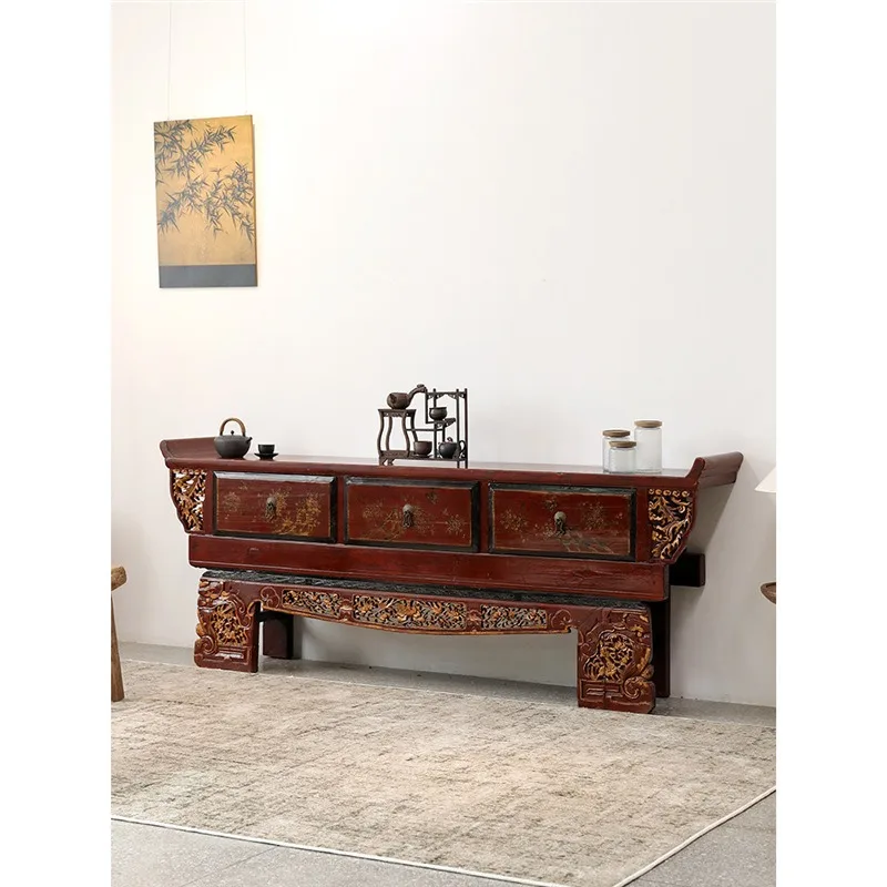 Solid wood table incense table Gongtai household retro multi-functional God of Wealth living room niche Guanyin