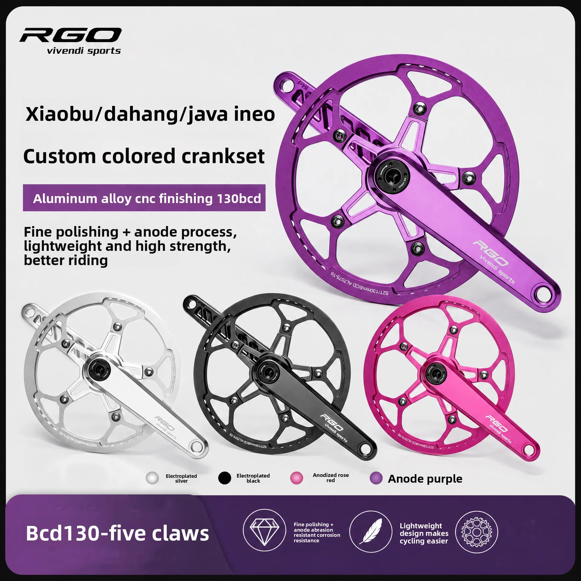Lightweight RGO Folding Bike Crankset Hollow Tech Chainring for Brompton P8 P10 Java