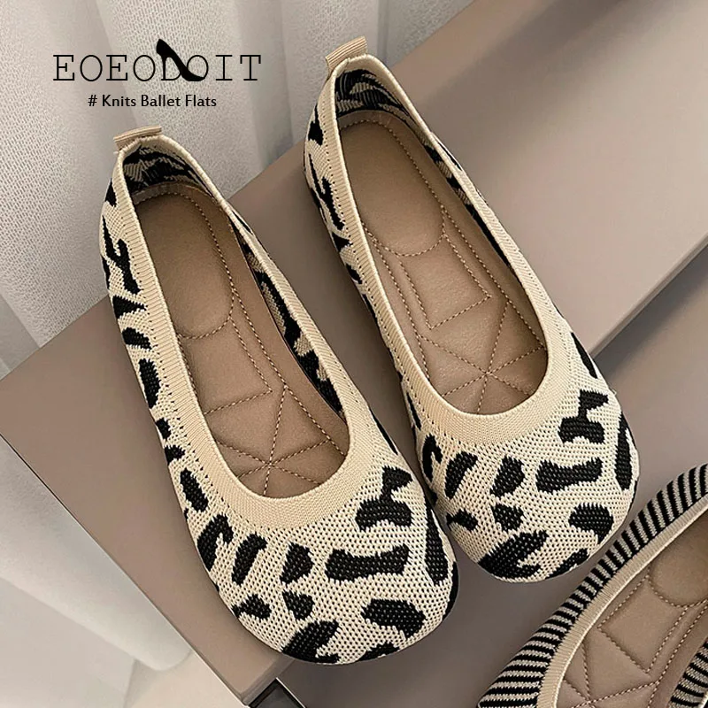 Size 42 Striped Flats Women Loafers Spring Summer Casual Shoes Flat Heel Non-slip Sole Barefoot Shoes TPR Sneakers Square Toe