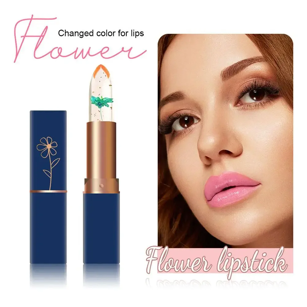 Heallor-Paquete de delineadores de labios, tubo azul oscuro, transparente, flor seca, lápiz labial, hoja dorada, gelatina que cambia de Color, hidratante, Lima de labios Ha