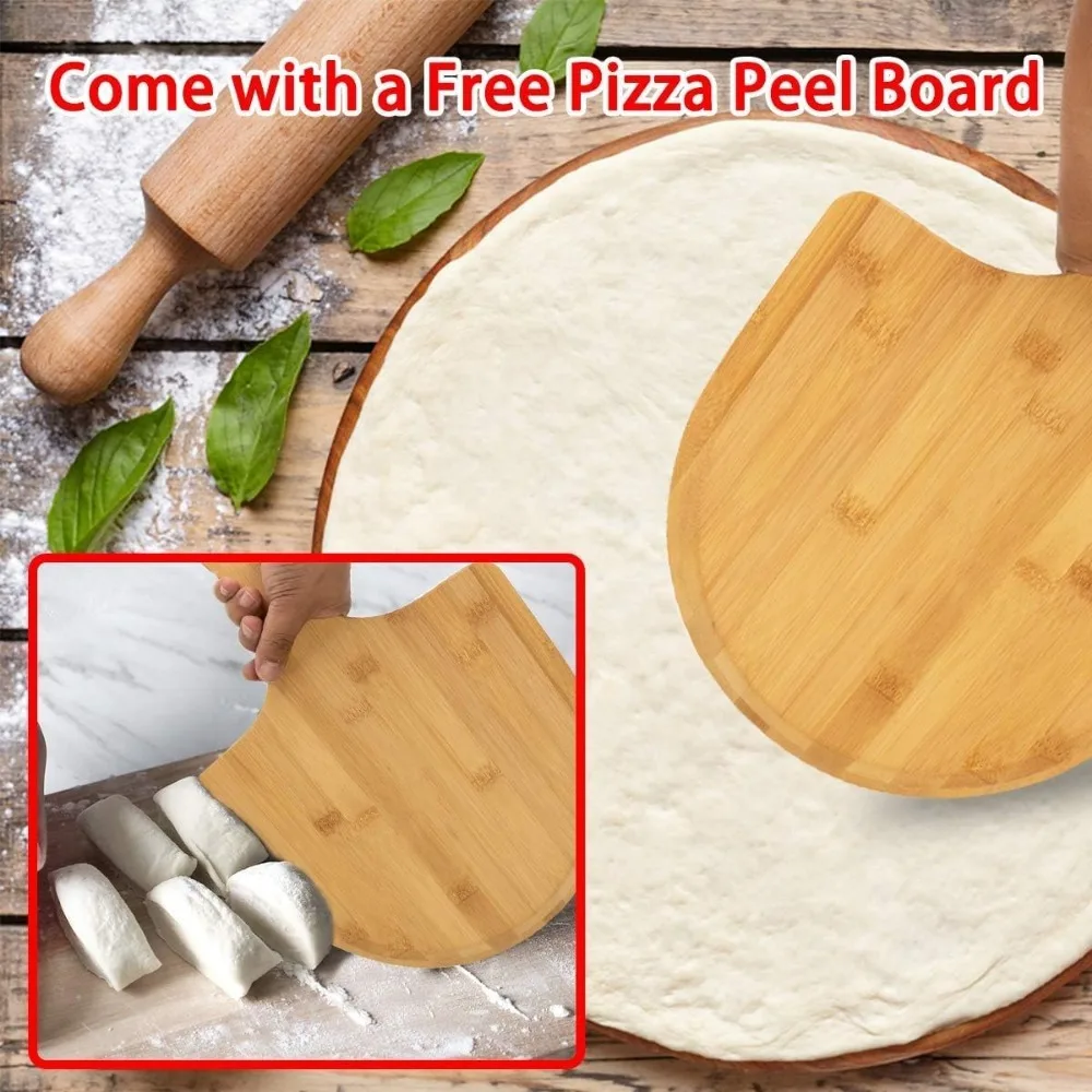 1 Set Pizza Stone for Oven and Grill Wooden Pizza Peel paddle for grill Thermal Shock Resistant cooking stone