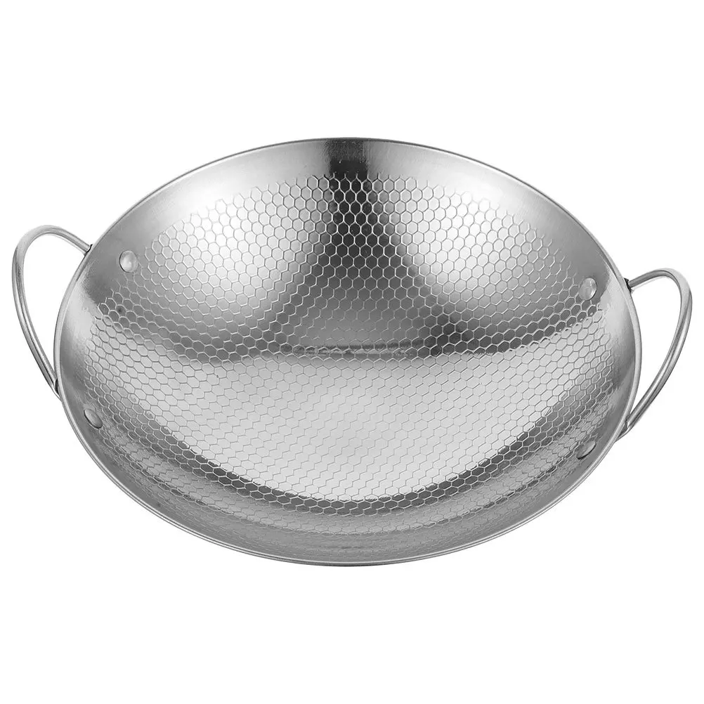 

Stainless Steel Chinese Wok Pan 30Cm Heavy Duty Cooking For Home Restaurant Dry Pot Seafood Hot Pot Kitchen Cookware