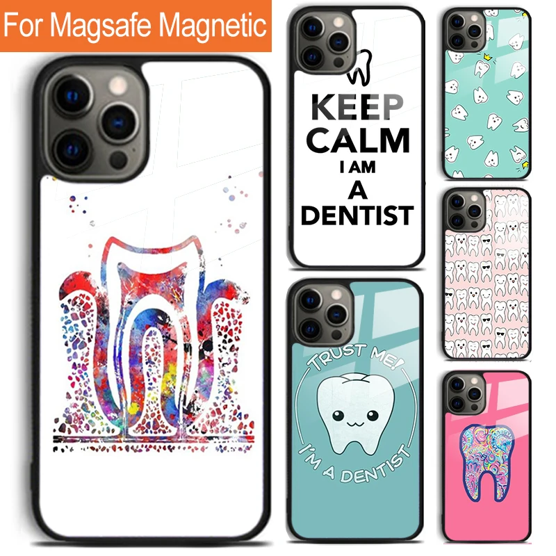 Funny Dentist Dental Tooth Dentistry Phone Case For iPhone 16 15 14 13 12 Pro Max Plus Magsafe Magnetic Wireless Charging Cover