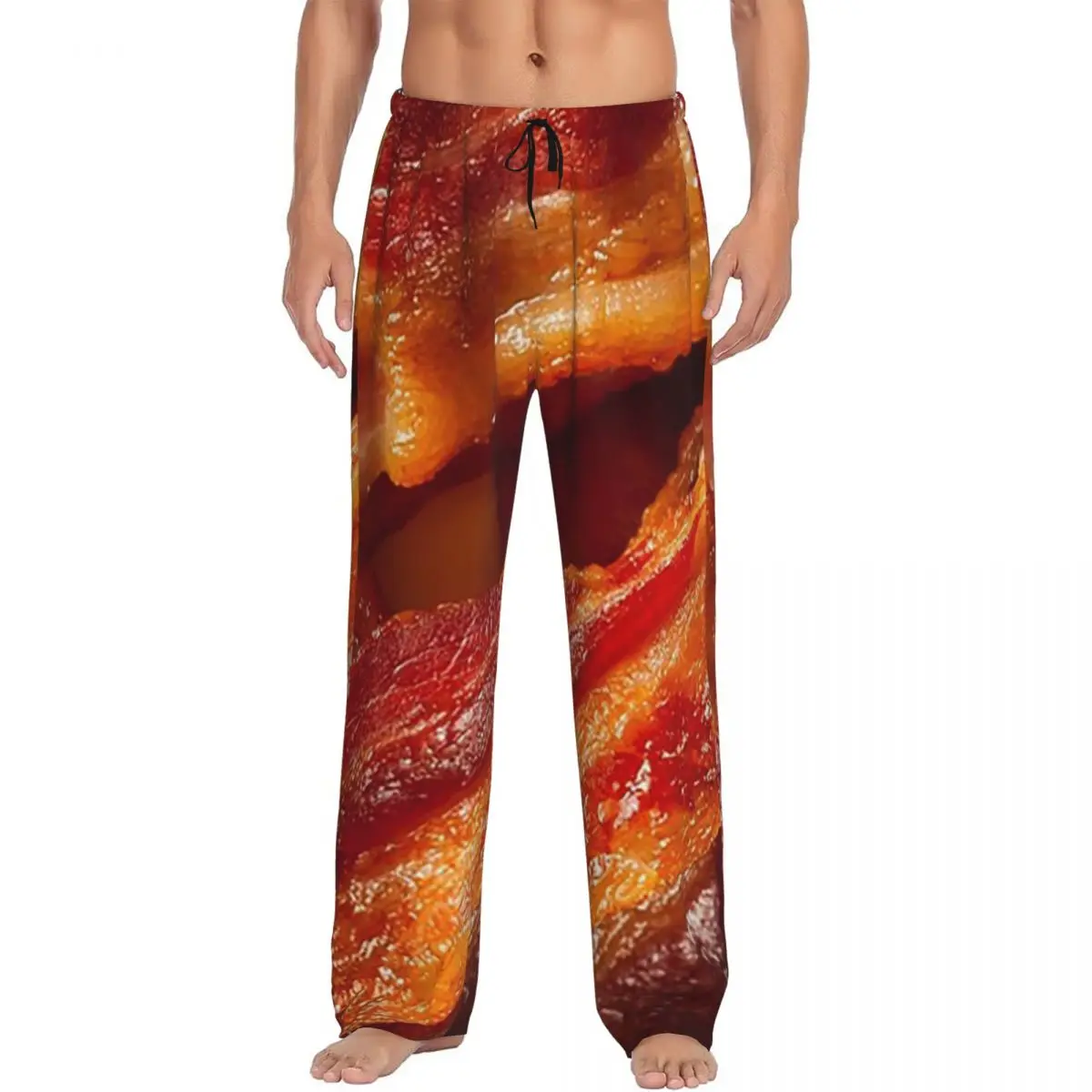 Custom Crispy Bacon Texture Meat Lovers Pajama Pants Men Sleepwear Sleep Lounge Bottoms with Pockets