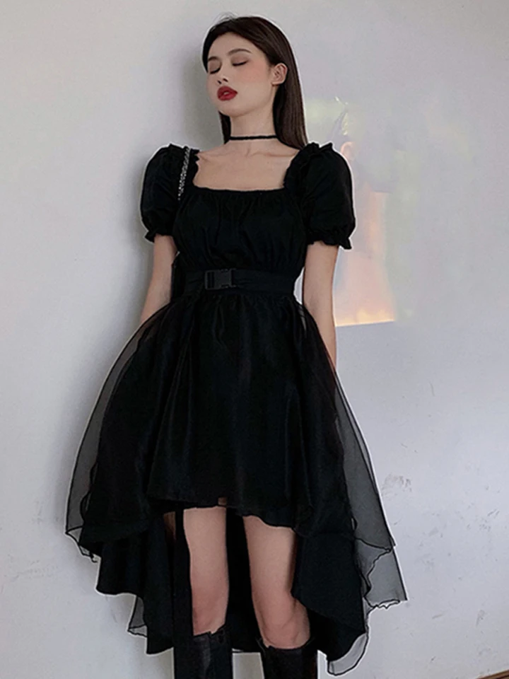 Harajuku Y2k Cyber Alt Dress E Girl Ruffle Hepburn Kawaii Ropa Fairycore  Irregular Black Gothic Dresses Emo Mini Lolita Vestidos - AliExpress  200000345