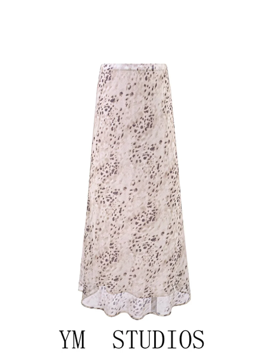 Wild Romantic Leopard Print Halter Neck  Dress Women's High Waist Slimming Chiffon Long Skirt Fashionable A-Line Silhouette