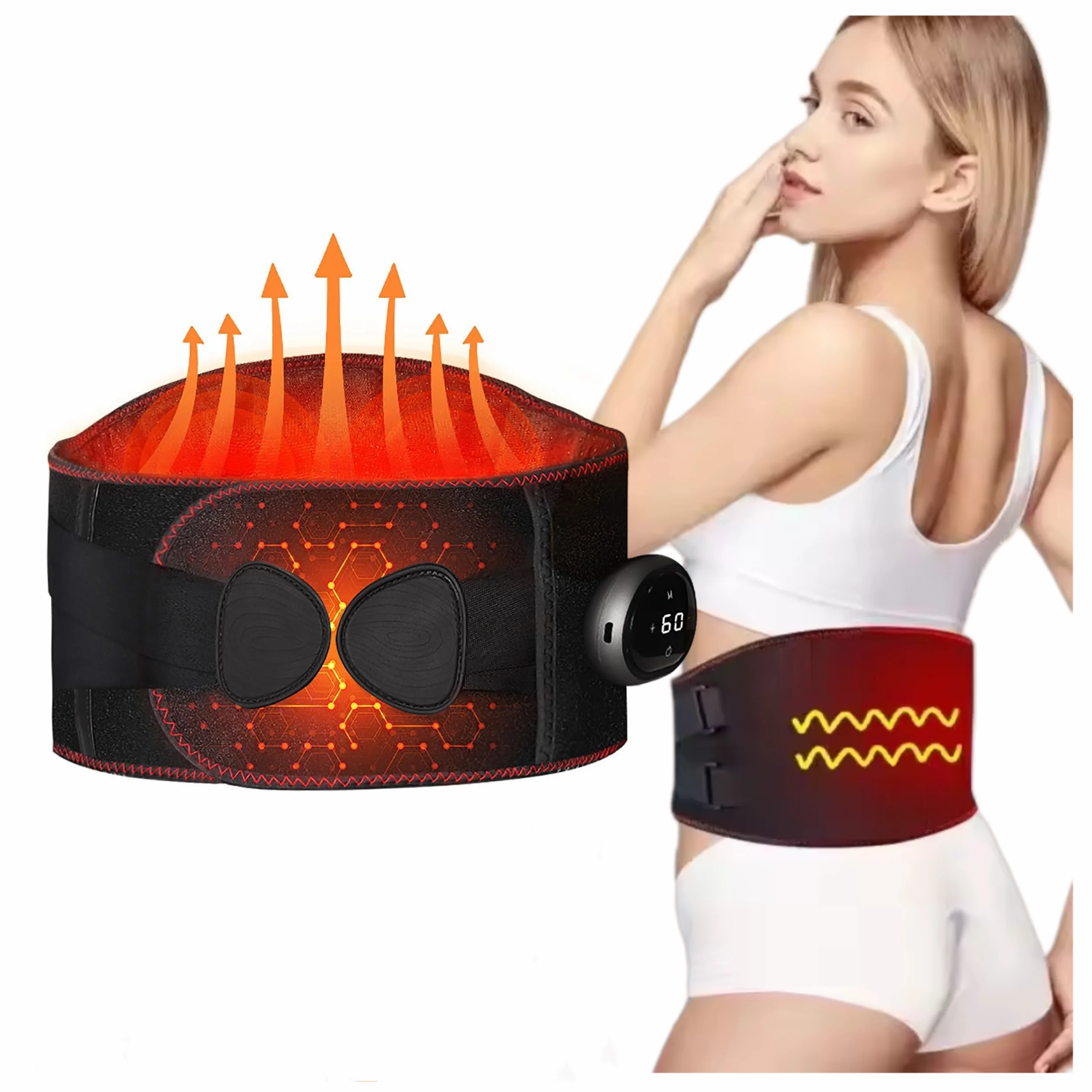 

Heating Waist Belt Adjustable 3th Gear Graphene Self-heating Lumbar Magnet Belt for Pain Relief Sciatica Back Waist Support Belt